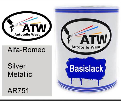 Alfa-Romeo, Silver Metallic, AR751: 1L Lackdose, von ATW Autoteile West.